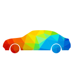 Car silhouette color low poly