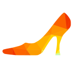 High heel shoe silhouette low poly pattern