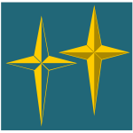 Vector drawing of 4 point beveled star