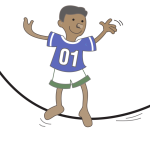 Kid on Tightrope Vector Clip Art