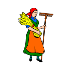 A woman harvests wheat