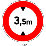 Vector image of no access for vehicles whose height exceeds 3,5 metres traffic sign