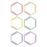 Benzene rings rainbow colors