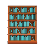 Bookshelf with blue books