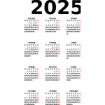 Calendar for 2025 (in Croatian)