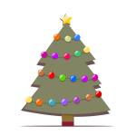 Decorated Christmas Tree Vector Drawing