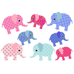 Colorful retro elephants