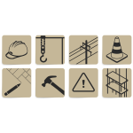 Vector drawing of set of construction site symbols