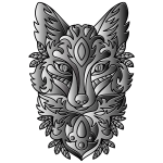 Duochromatic Ornamental Fox Line Art