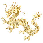 Gold Tribal Asian Dragon Silhouette No Background