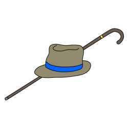 Hat and walking cane