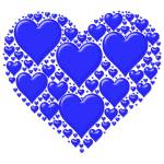 Vector image of blue heart made out of many small hearts