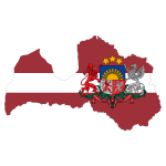 Latvia Map Flag With Stroke And Coat Of Arms