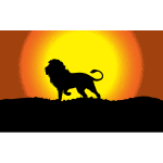 Lion in sunset