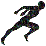 Low Poly Prismatic Wireframe Sprinting Man With Background