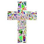 Low Poly Stained Glass Cross 5 No Background