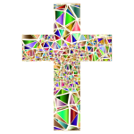 Low Poly Stained Glass Cross 5 Variation 2 No Background