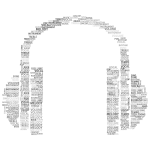 Music Headphones Word Cloud Grayscale