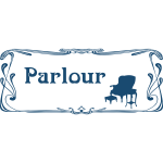 Parlour door sign in art nouveau style illustration