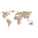 Polychromatic Tiled World Map No Background