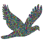 Polyprismatic Tiled Flying Dove Silhouette With Background