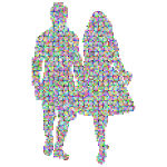 Prismatic Couple Holding Hands Silhouette