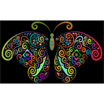 Prismatic Floral Flourish Butterfly Silhouette 2