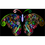 Prismatic Floral Flourish Butterfly Silhouette 3