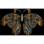 Prismatic Floral Flourish Butterfly Silhouette 5