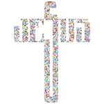 Prismatic Jesus Cross Typography Dots No Background