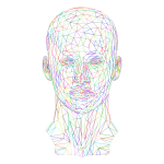 Prismatic Low Poly Female Head Wireframe No Background