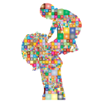 Prismatic Mosaic Mother And Baby Silhouette
