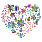 Prismatic Psychedelic Floral Heart 5 No Background