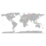 Prismatic World Map Triangularized Mosaic