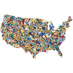 Psychedelic Low Poly America USA Map