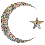 Psychedelic Tiled Crescent Moon And Star