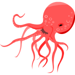 Vector illustration of red octopus