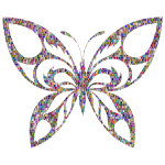 Reflective Iridescent Scales Tribal Butterfly Silhouette