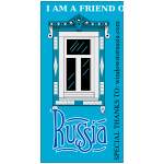 Russian window on poster vector illustration