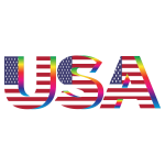USA Flag Typography Rainbow No Background