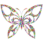 Vivid Polychromatic Tiled Tribal Butterfly Silhouette