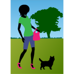 Woman walking dog