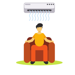 Air conditioning is cooling a person