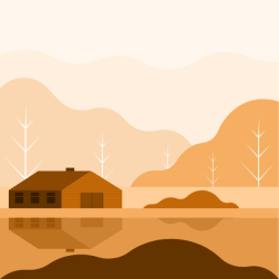 A building in an autumn landscape