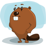 Vector image of cartoon beaver with funny look on its face