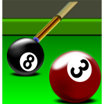 Illustration of black and red billiard balls
