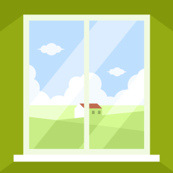 A cabin seen through the window