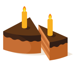 Cake slices with candles