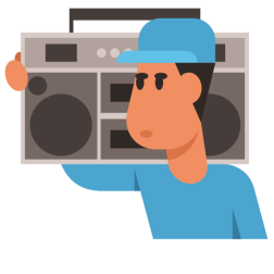 A man with a ghetto blaster