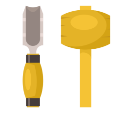 A chisel and a mallet